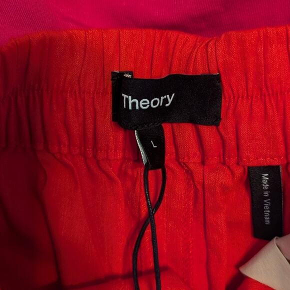 NWT Theory Poppy Stretch Linen Pleated Pull-On Shorts Size L - Picture 5 of 9